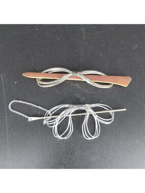 Hair Bun Updo Sticks Accessory Silver Bow Metal Wire Wood Set 2